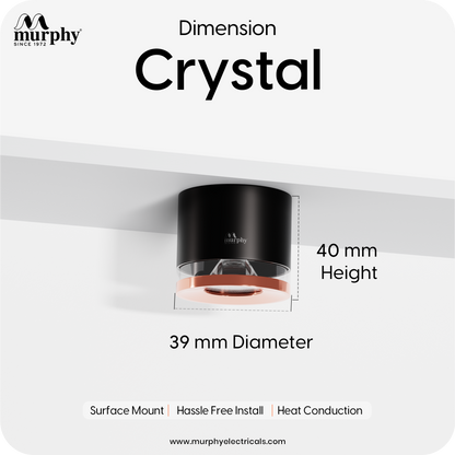Murphy 3W Crystal Black Rose Gold Cylindrical COB Surface Light