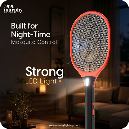 Murphy Anti Mosquito Racket with LED Torch | Rechargeable Electric Mosquito Bat | High Power Insect Killer Racket | 6 Months Warranty | Made in India