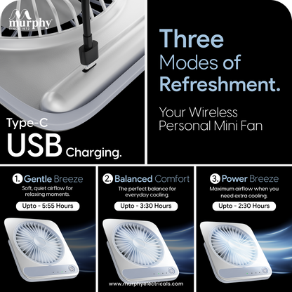 Murphy CoolMate Rechargeable Mini Fan | Portable Desk Fan