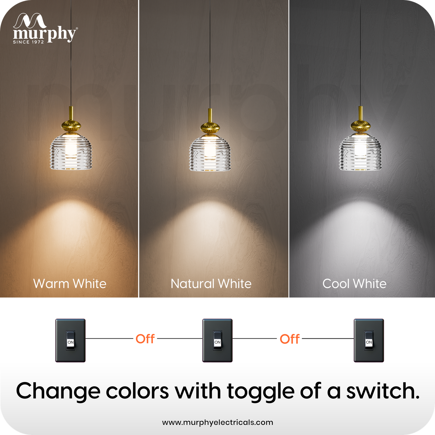 Murphy Ripple Pendant 9W LED Hanging Light | 3C Color Changing Warm/Natural/Cool White | Golden Finish | Ideal for Bedroom & Living Room | BIS Approved | 2 Year Warranty