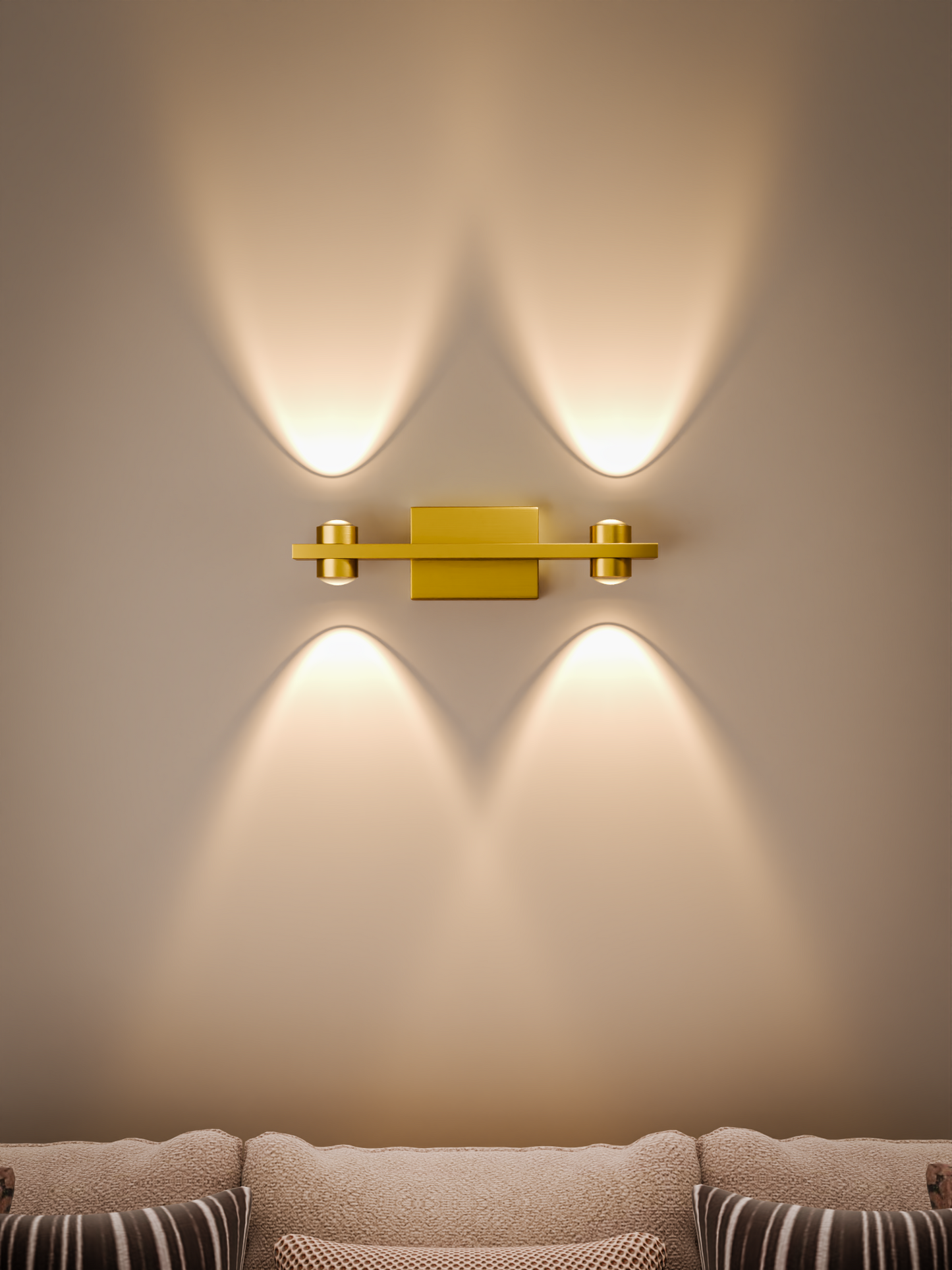 Murphy Astrum LED Wall Light – 2 Beam Up & 2 Beam Down | Warm White | Premium Gold Aluminium Body | Indoor Modern Accent Light for Living Room, Hallway & Balcony