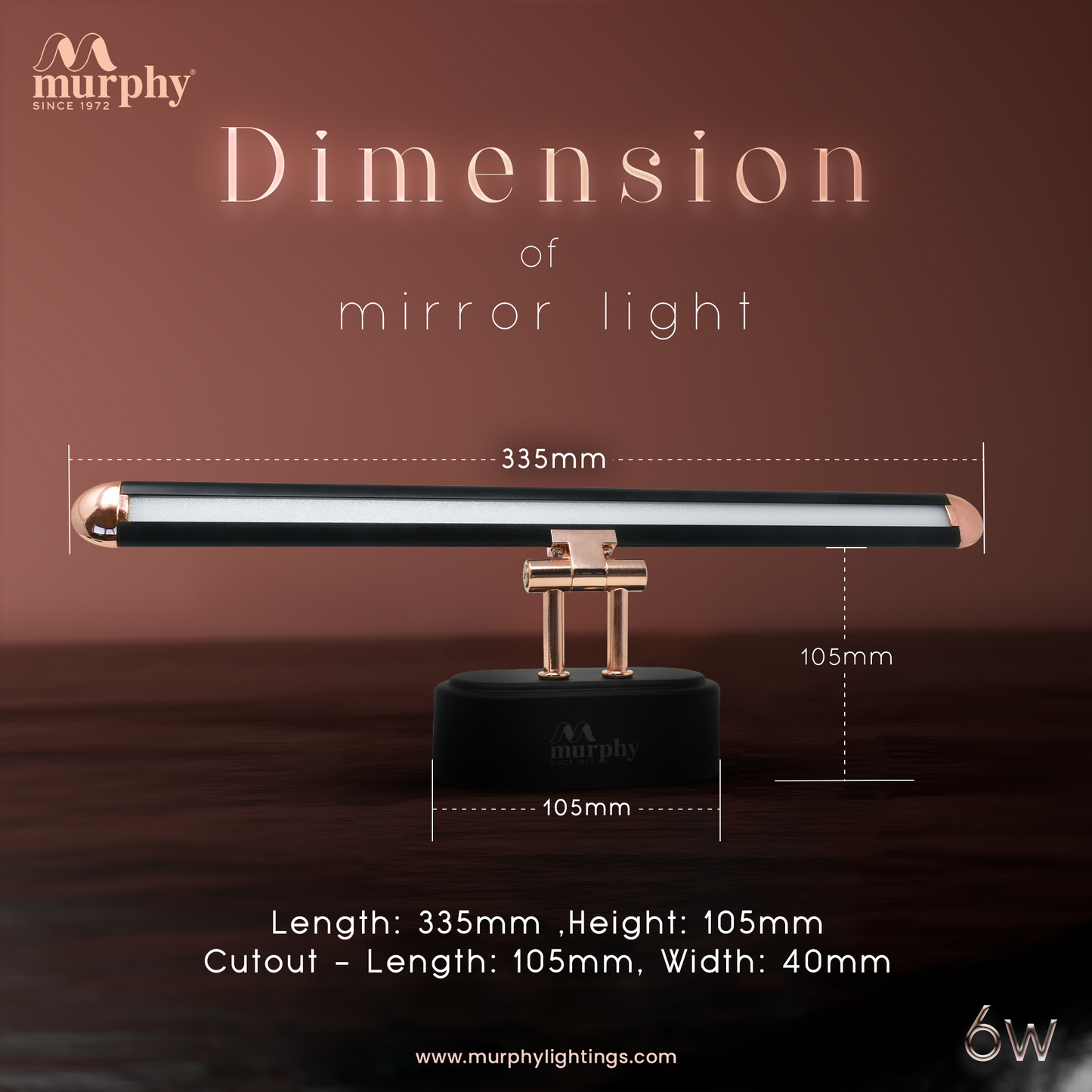 Murphy 6W 3-IN-1 Rose Gold Finish Mirror Light