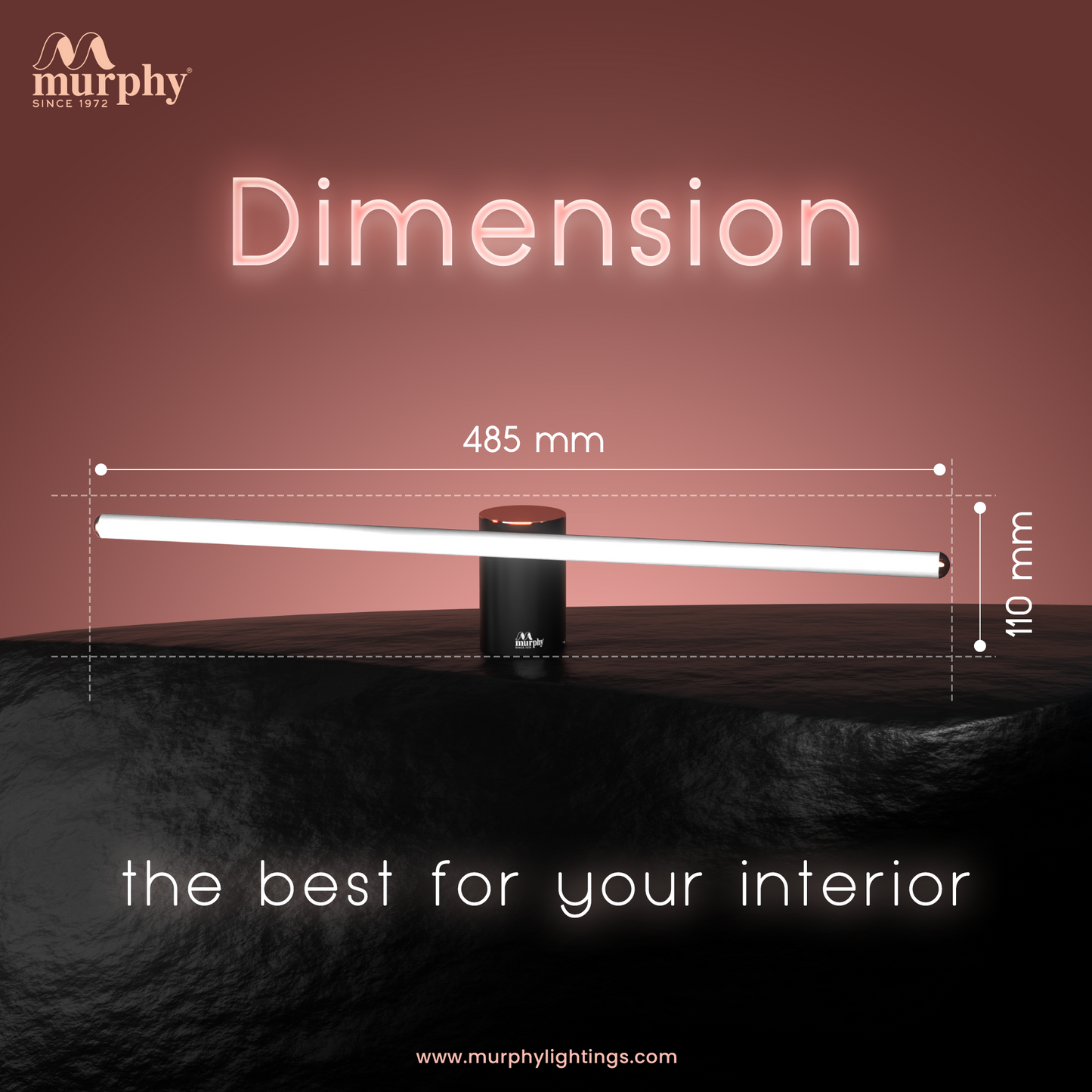 Murphy 12W 2FT 3-IN-1 Colour Rose Gold Finish Mirror Cylinder Shape Light
