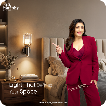 Murphy Opal Crystal 6+3W LED Wall Light with Spot Light, 3C Color Changing (Warm/Natural/Cool White), Gunmetal Golden Finish, Metal & Glass Wall Lamp, BIS Approved, 2 Year Warranty