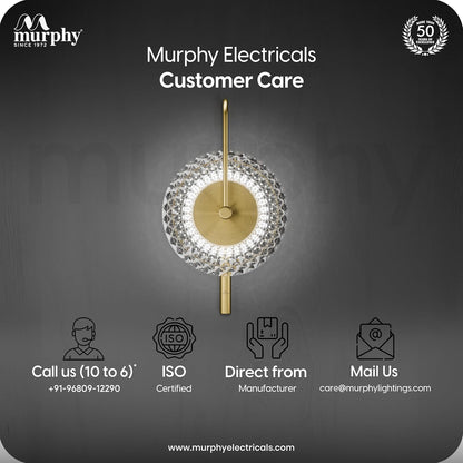 Murphy Prisma Crystal LED Wall Lamp| 3 Color Change | Diamond Cut Glass | 6W Aluminium Wall Light for Living Room, |BIS Approved | 2 Year Warranty