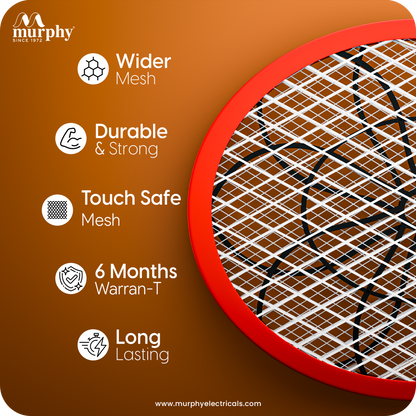 Murphy Anti Mosquito Racket with LED Torch | Rechargeable Electric Mosquito Bat | High Power Insect Killer Racket | 6 Months Warranty | Made in India
