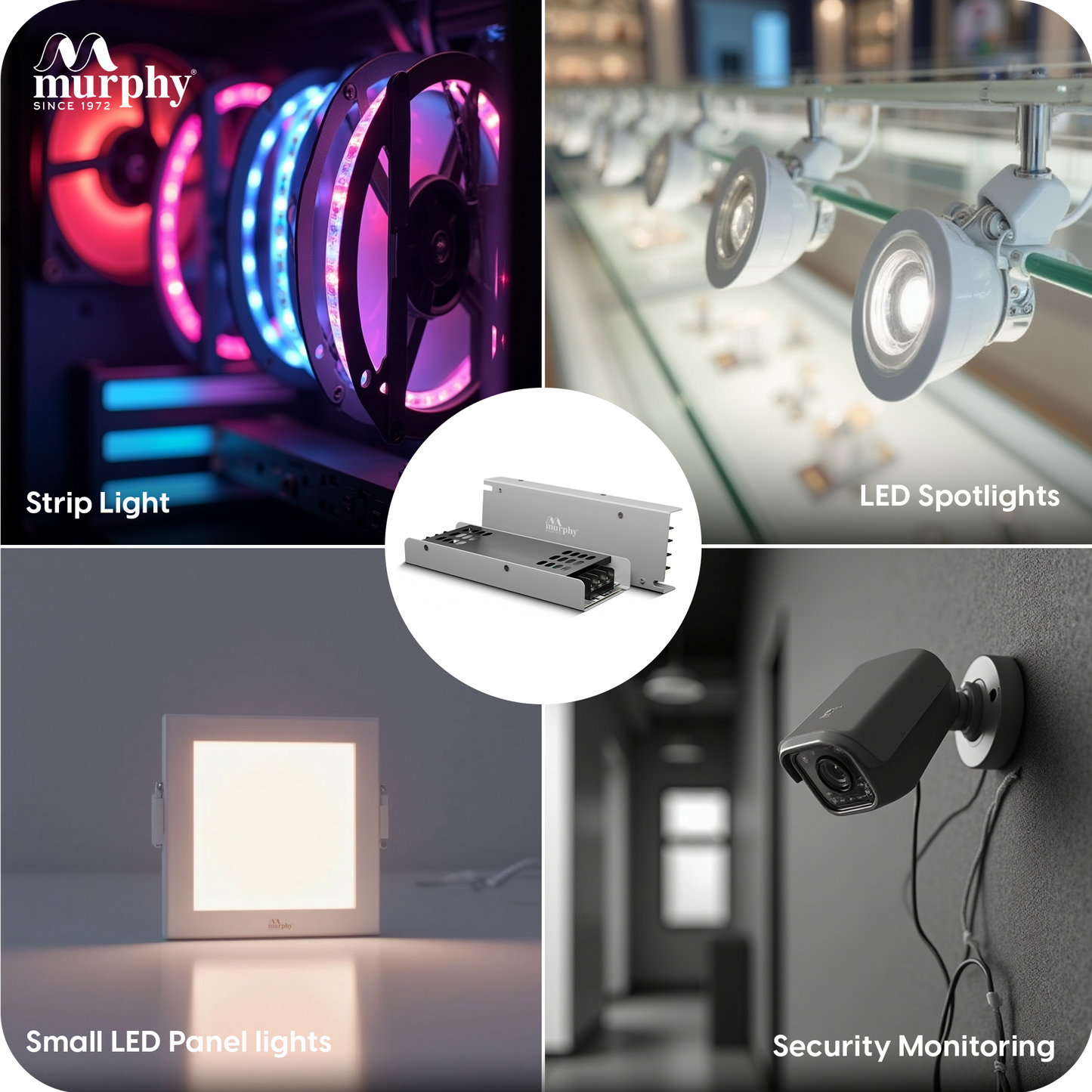 Murphy 5A 12V DC LED Driver (SMPS) | Constant Voltage Power Supply for Indoor LED Strip Lights | Aluminium Body | BIS Approved | (1-Year Warranty)