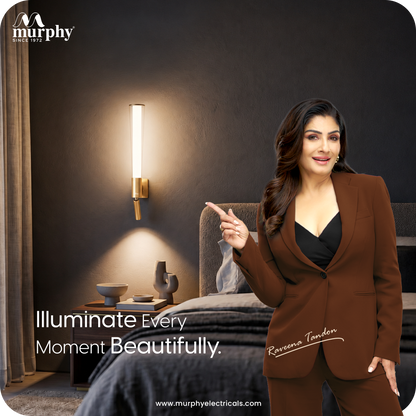Murphy DualGlow 15W (10W+5W) Wall Light | 3 Color | Gold Finish | With Adjustable Reading Spotlight