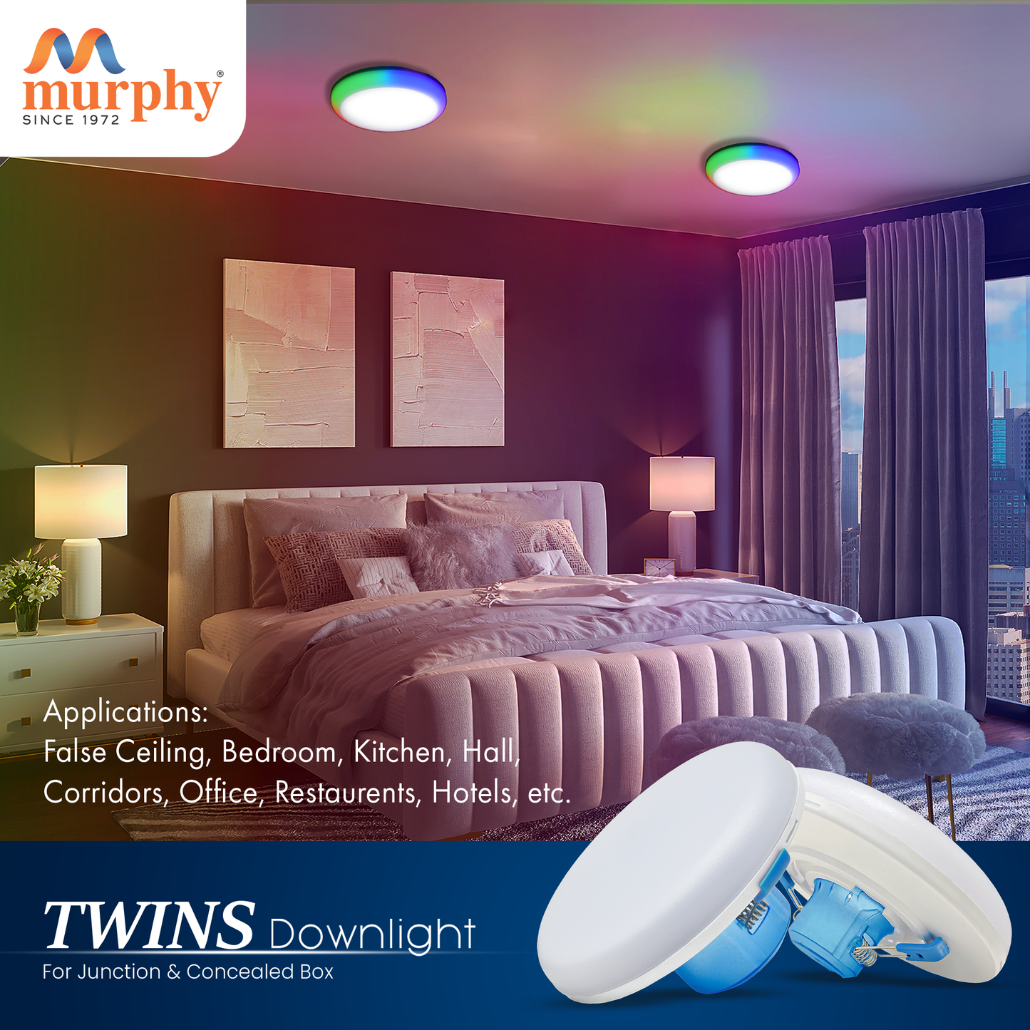 Murphy 12W+12W Twins LED Double Color Concealed+Junction Box Down Light