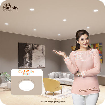 Murphy 10W Round LED Pixel Panel Light, Ceiling Light | Cool White Light (6500K) | Recessed Down Light for False Ceiling | Cutout - 110mm |