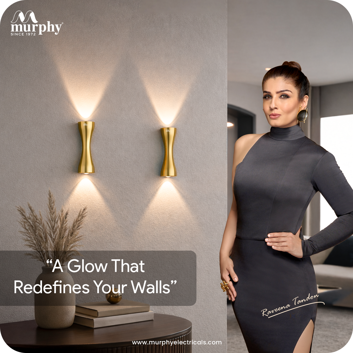 Murphy Golden Axis 6W LED Up Down Wall Light | Warm White | Premium Gold Finish | Aluminium Body | Decorative Indoor Wall Lamp | 2 Year Warranty
