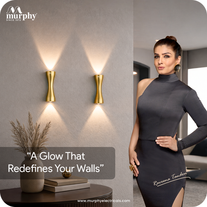 Murphy Golden Axis 6W LED Up Down Wall Light | Warm White | Premium Gold Finish | Aluminium Body | Decorative Indoor Wall Lamp | 2 Year Warranty