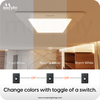 Murphy 10W OPAL 3 Color Changing Square Recess Panel Light : CW+WW+NW