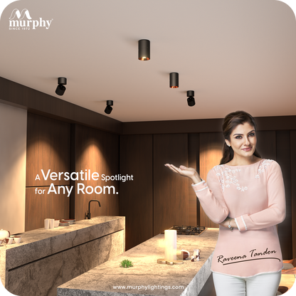 Murphy 12W Black Body Reflective Rose Gold Finish 360 Degree Adjustable LED Surface COB Light - Wall/Ceiling Mountable