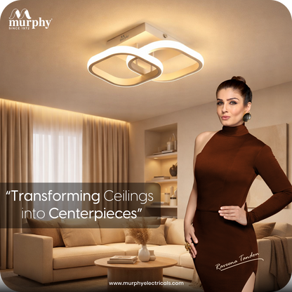 Murphy 22W LED Ceiling Light | Square Flush Mount | 3 Colour Change (Warm, Natural, Cool)