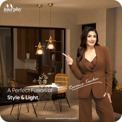 Murphy ORBELLA Pendant 6W LED Hanging Light | 3C Color Changing Warm/Natural/Cool White | Golden Finish Metal & Acrylic | Ceiling Lamp | BIS Approved | 2 Year Warranty
