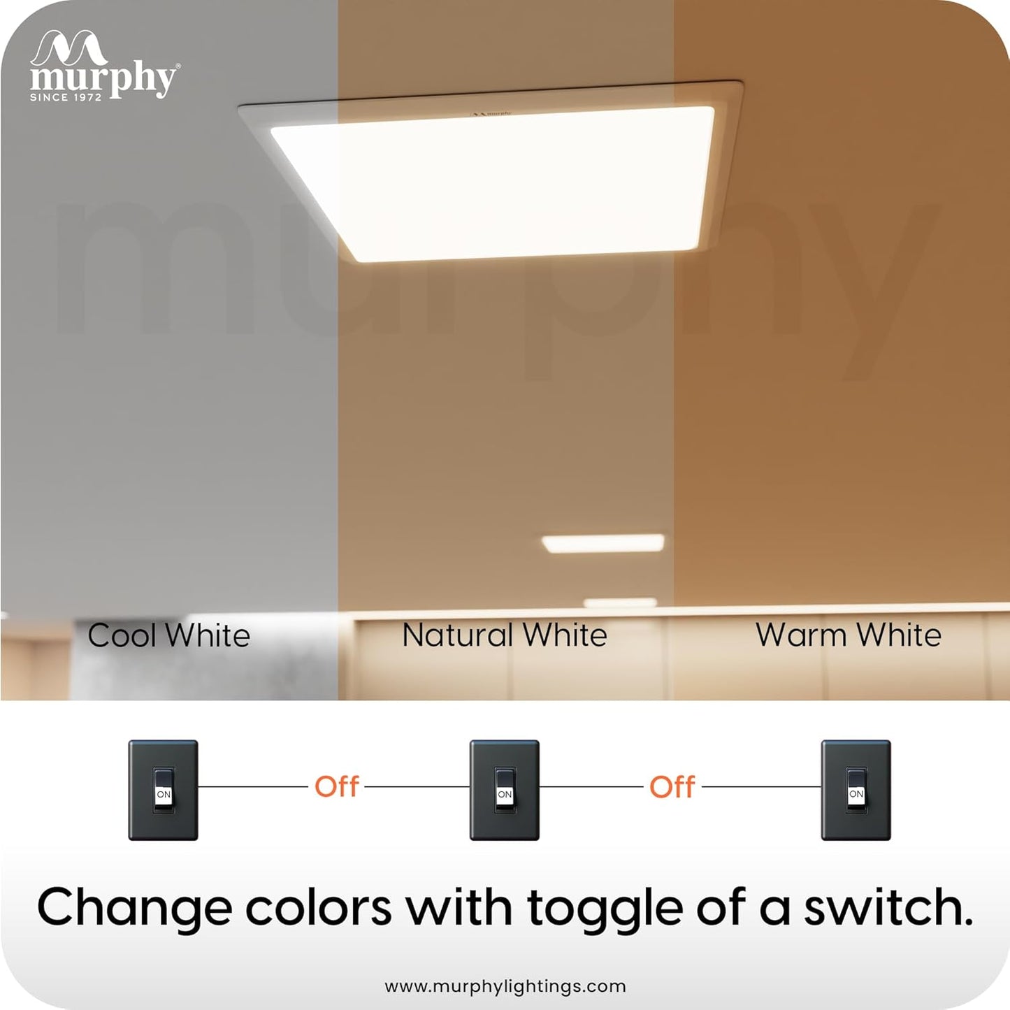 Murphy 10W Evo 3 Color Changing Square Recess Panel Light