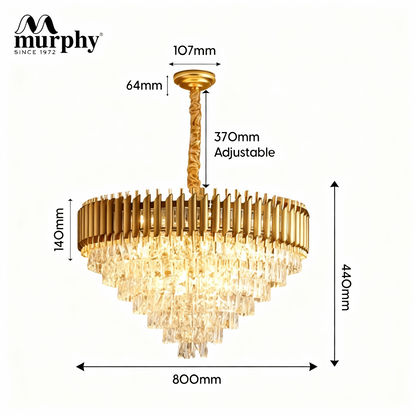 Murphy Golden Mamba Crystal Pendant Light | Luxury Chandelier | Crystal Tube Design | Premium Ceiling Light