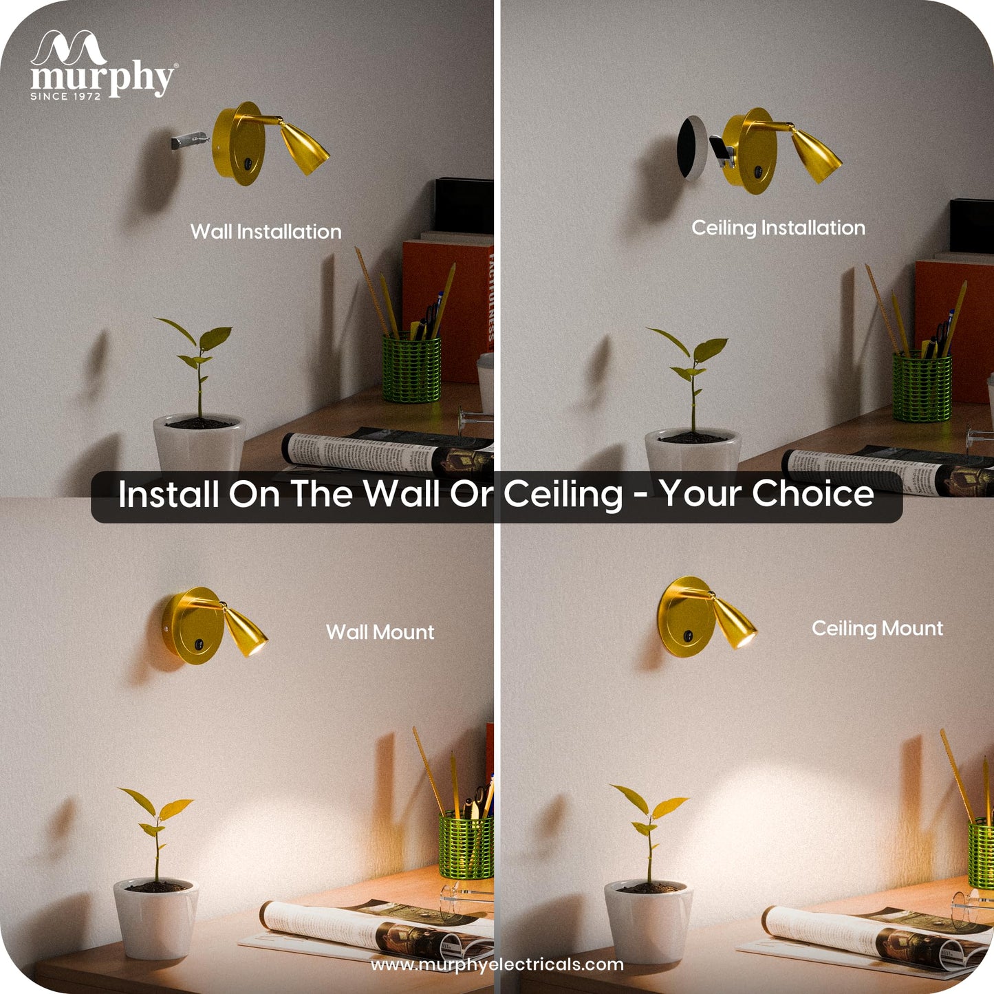 Fusion 3W LED Wall Reading Light | Warm White | Gold Finish