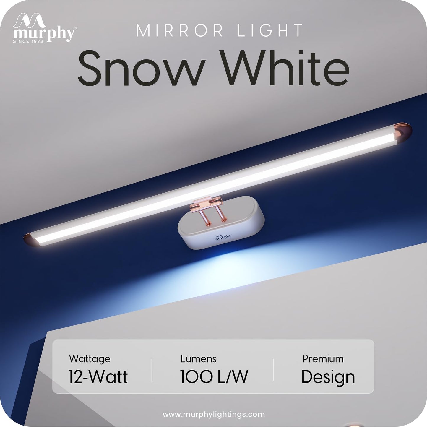 Murphy 12W 3-in-1 Color Chnaging White Finish LED Mirror Picture Wall Light,Bathroom Vanity Led Mirror Light (Cool White/Warm White/Natural White)