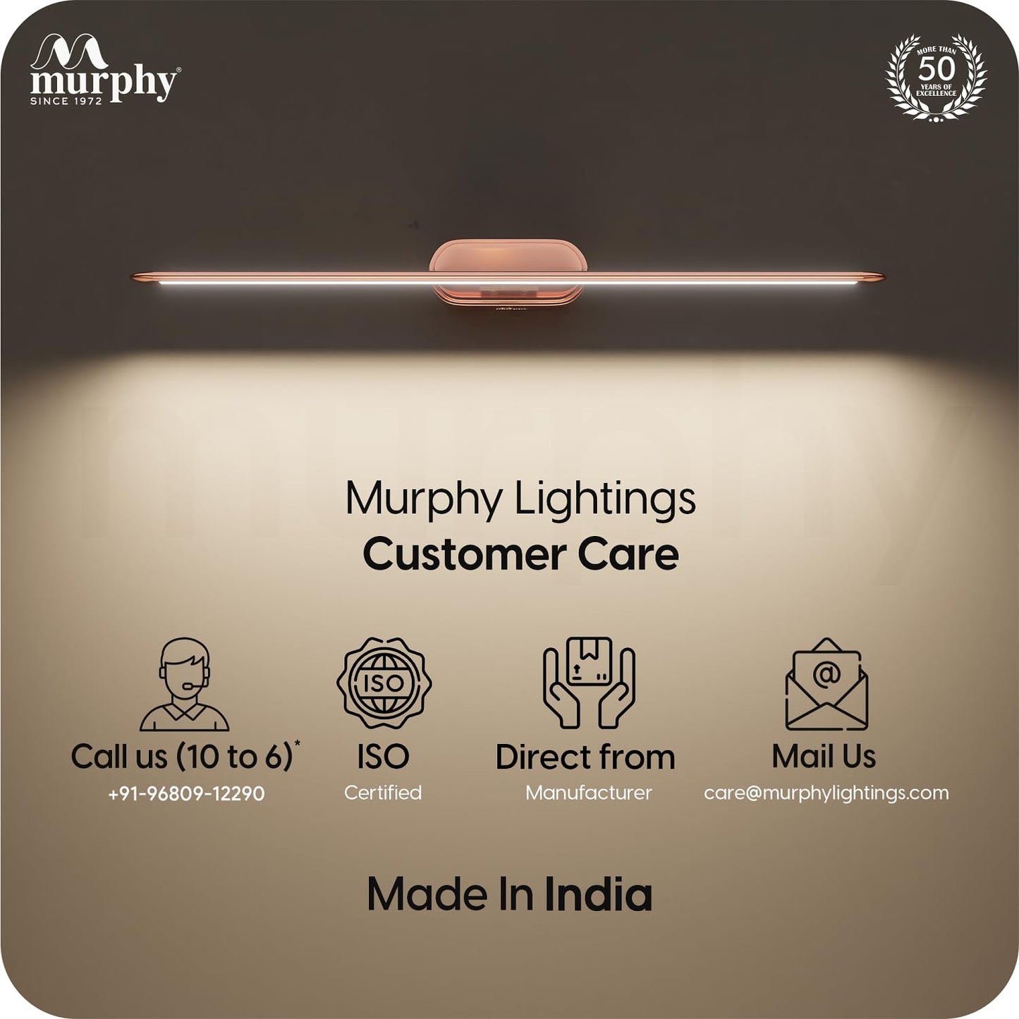 Murphy 6W 3-in-1 Color Changing Full Copper Finish LED Mirror Picture Wall Light,Bathroom Vanity Led Mirror Light (Cool White/Warm White/Natural White)