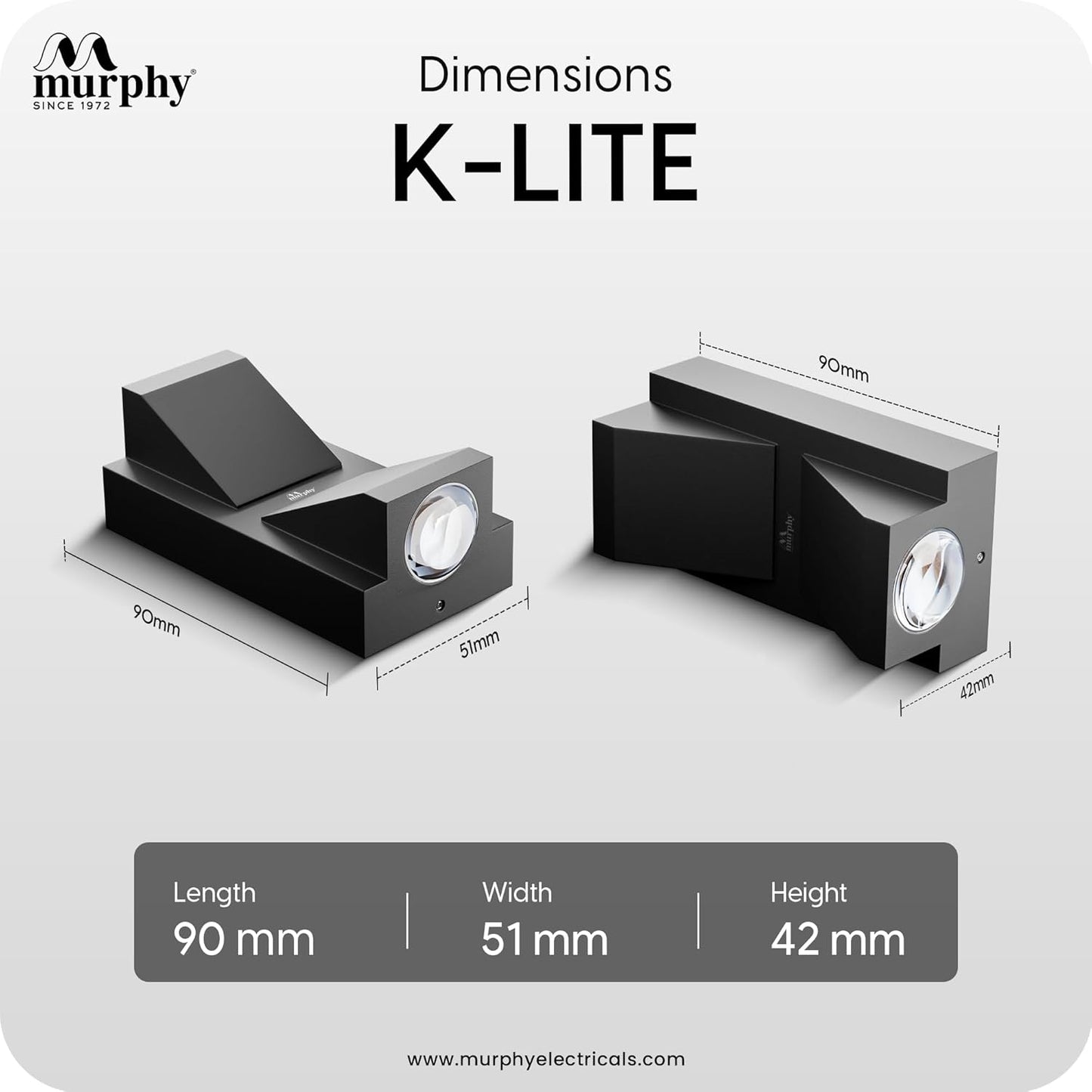 Murphy K-LITE Double Ray Wall Light IP66 Waterproof | Up to 600 Lumens | 2 Years Warranty | BIS Approved | 2.5kV Surge Protection | Up Down Light for Gate, Balcony & Garden