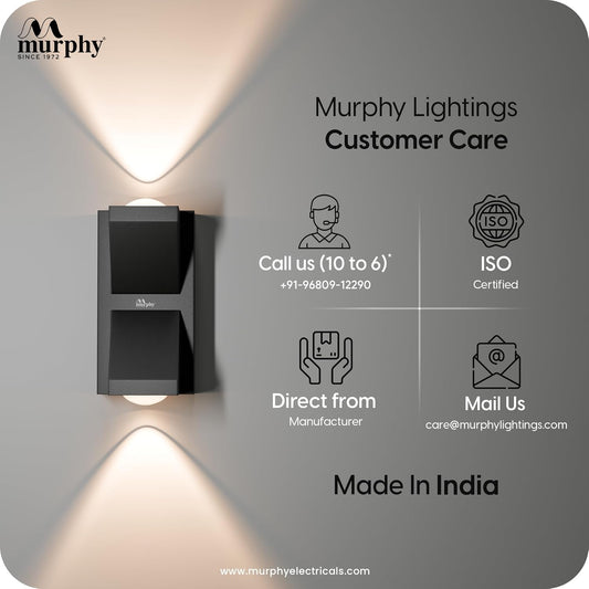 Murphy K-LITE Double Ray Wall Light IP66 Waterproof | Up to 600 Lumens | 2 Years Warranty | BIS Approved | 2.5kV Surge Protection | Up Down Light for Gate, Balcony & Garden
