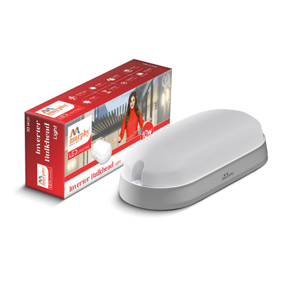 Murphy 10W Rechargeable LED Bulkhead Wall Lamp | 4-Hour Backup | IP66 Waterproof Oval Light for Outdoor, Garden, Balcony, Bathroom | Cool White | Wall Mount | 6-Month Warranty