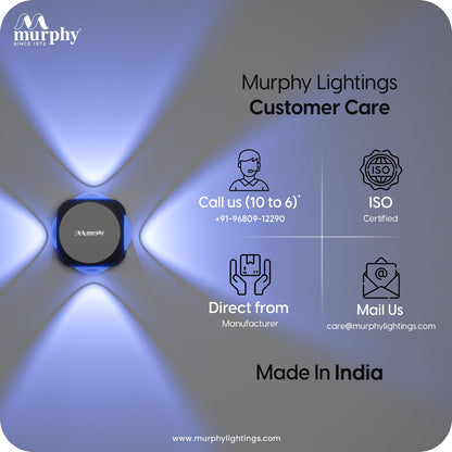 Murphy 6W LED Outdoor Wall Light | 4-Way Omni Beam| with–2-Year Warranty | 7+ Auto-Changing Colours IP66 Waterproof Aluminium Body,