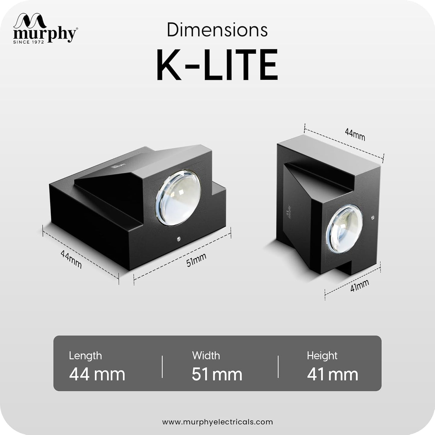 Murphy K-LITE Single Ray Wall Light  | IP66 Waterproof | 2 Years Warranty | BIS Approved | 2.5kV Surge Protection | Up Down Light for Gate, Balcony & Garden