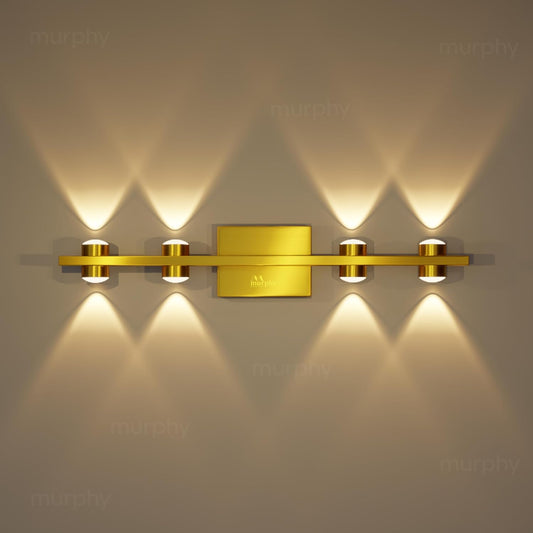 Murphy LED Stylish Up/Down Wall Light – Warm White, Rustproof Aluminum Body (4 Up & 4 Down, Gold Finish) (with 2 Years Warranty)