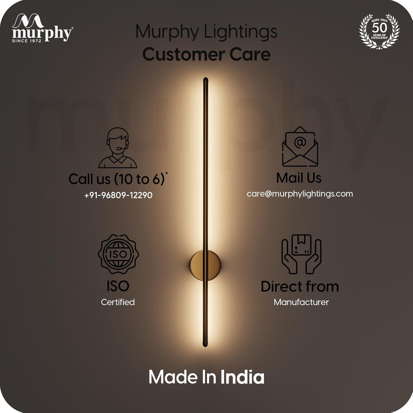 Murphy LED (Wall Highlighter) - 12W, 3-in-1 Color Changing, Modern Black Finish Wall Sconce Light Stylish Home Decor