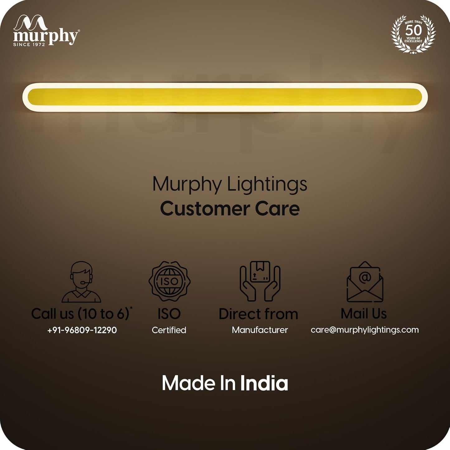 Murphy LumaLine TrioGlow 15W Premium LED Mirror Wall Bathroom Light - with 3-in-1 Colour Cool White/Warm White/Natural White Linear Bar