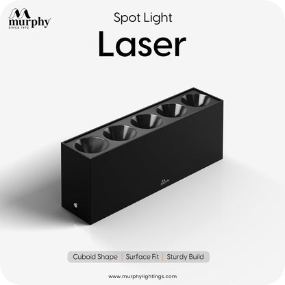 Murphy 10W Black Gold Finish Square Laser Surface LED COB Spot, Focus, Down Ceiling Light, Surface Light (Warm White, Pack of 1), with 2 Years Warranty