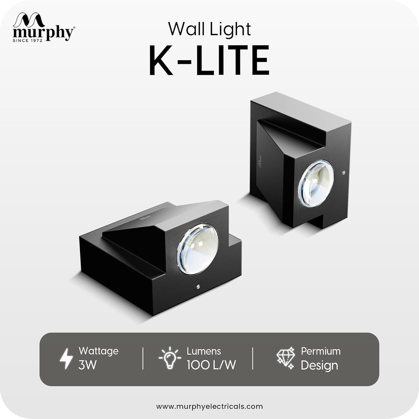 Murphy K-LITE Single Ray Wall Light  | IP66 Waterproof | 2 Years Warranty | BIS Approved | 2.5kV Surge Protection | Up Down Light for Gate, Balcony & Garden