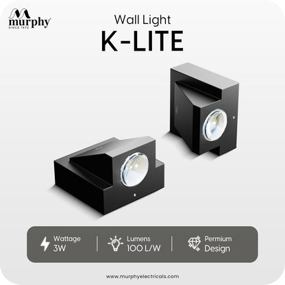 Murphy K-LITE Single Ray Wall Light  | IP66 Waterproof | 2 Years Warranty | BIS Approved | 2.5kV Surge Protection | Up Down Light for Gate, Balcony & Garden