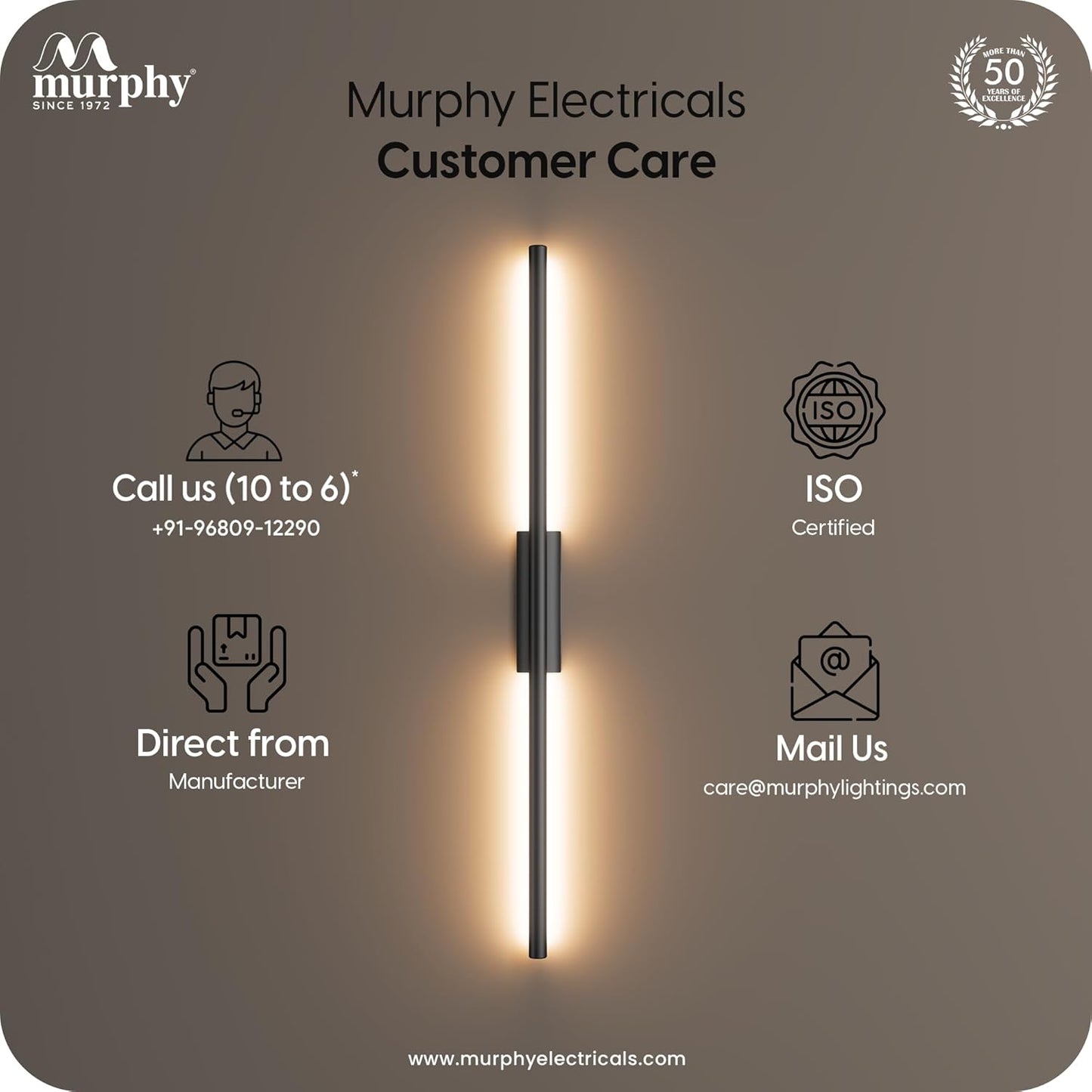 Murphy Slim Ray 12W LED Wall Highlighter– Modern Wall Light, Sleek Black Finish, Decorative Indoor Wall Lamp for Bedroom, Living Room & Hall, 3 Color Changing (Cool/Natural/Warm White)