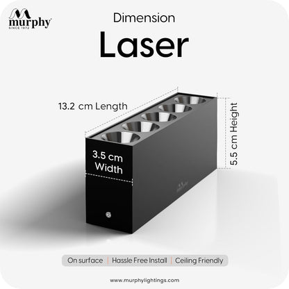 Murphy 10W Black Gold Finish Square Laser Surface LED COB Spot, Focus, Down Ceiling Light, Surface Light (Warm White, Pack of 1), with 2 Years Warranty