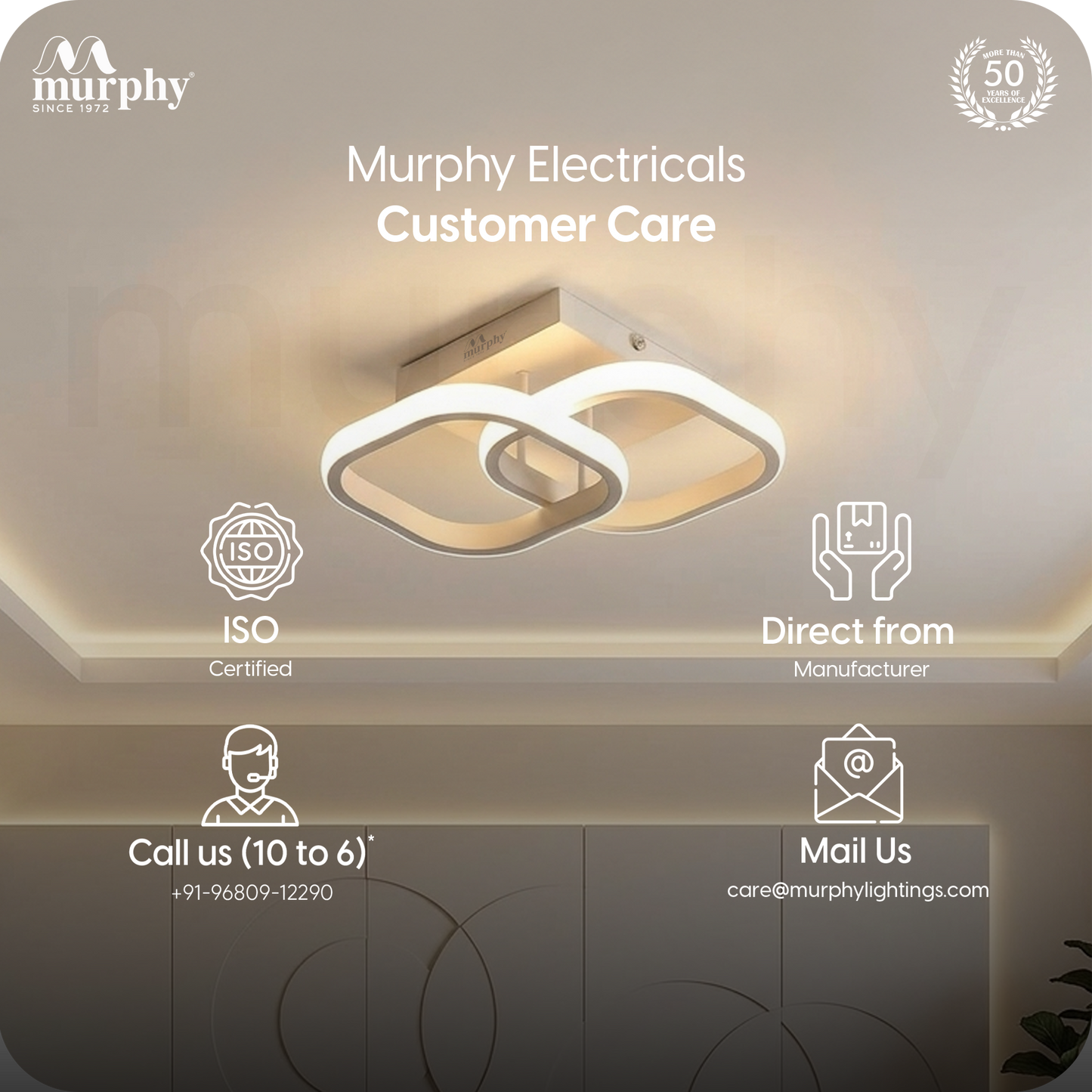 Murphy 22W LED Ceiling Light | Square Flush Mount | 3 Colour Change (Warm, Natural, Cool)