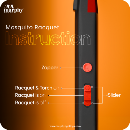 Murphy Anti Mosquito Racket with LED Torch | Rechargeable Electric Mosquito Bat | High Power Insect Killer Racket | 6 Months Warranty | Made in India