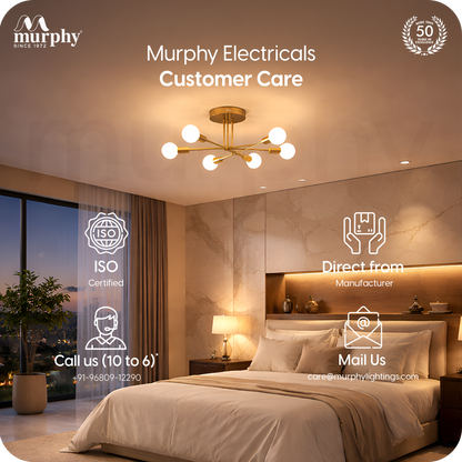 Murphy 6-Light Modern Gold Chandelier Ceiling Light | E27 Bulb Compatible Metal Fixture for Living Room, Bedroom & Dining Area (Bulb Not Included)