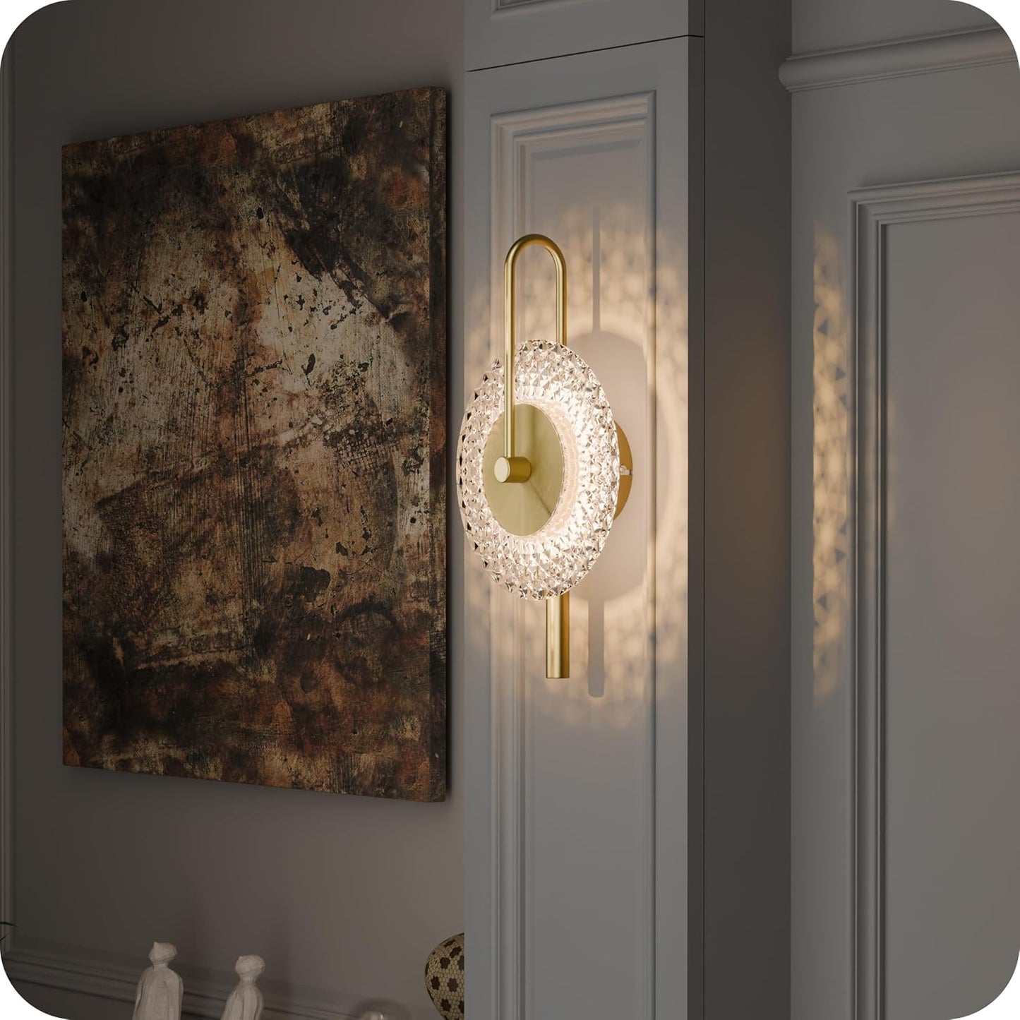 Murphy Prisma Crystal LED Wall Lamp| 3 Color Change | Diamond Cut Glass | 6W Aluminium Wall Light for Living Room, |BIS Approved | 2 Year Warranty