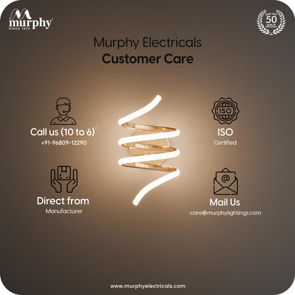 Murphy LED Spiro Wall Lamp| 15W Modern Spiral Wall Sconce with 3 Color Change | Warm White Natural White Cool White | Premium French Gold Aluminium Body | 2 Year Warranty