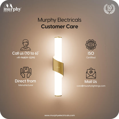 Murphy ALIX 18W LED Wall Lamp, 3C Color Changing (Cool White/Warm White/Neutral White), Golden Finish with Smoky Acrylic, Modern Wall Sconce for Bedroom, Living Room & Bedside