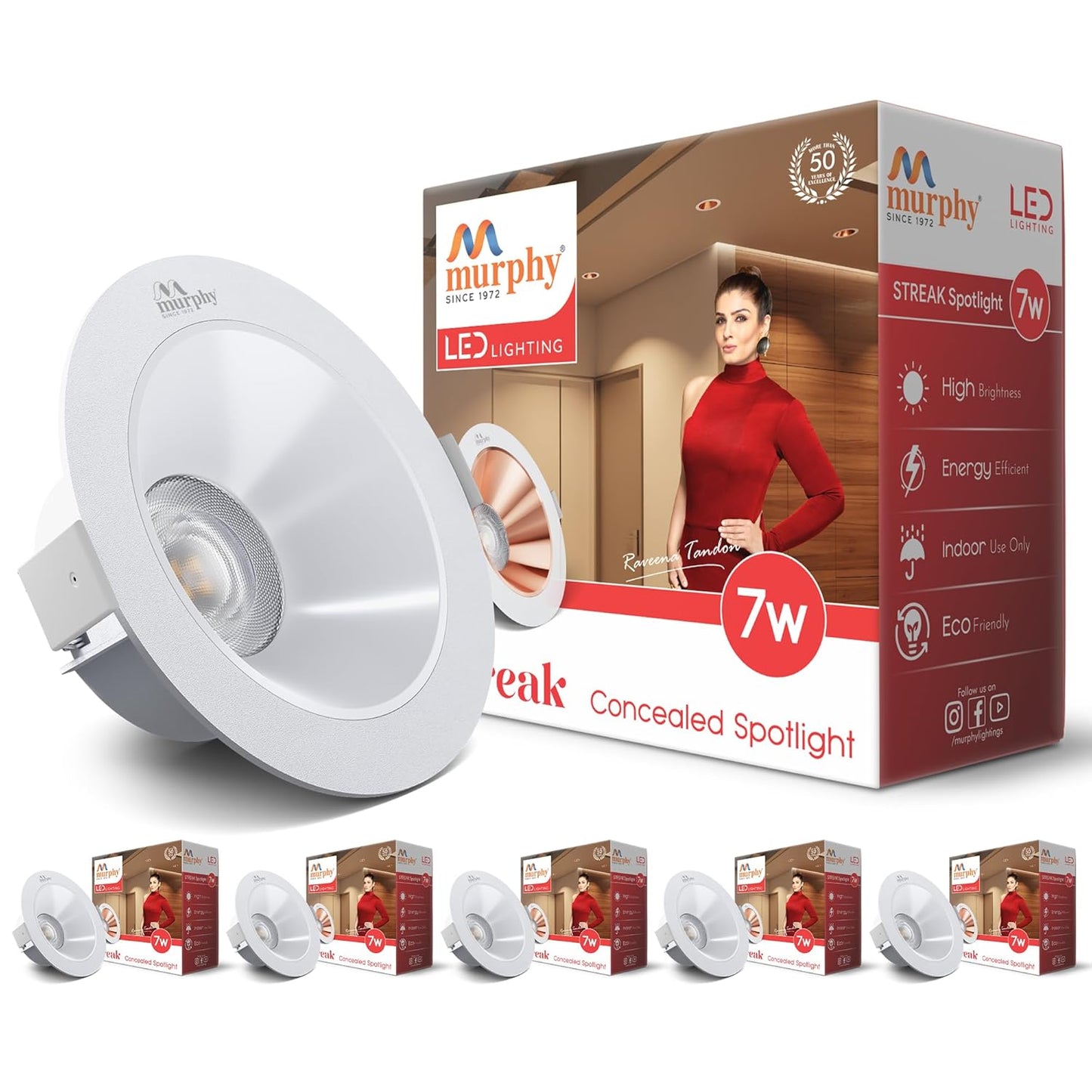 Murphy 7W Streak LED Down Light WH+White Finish Bulb Down Light