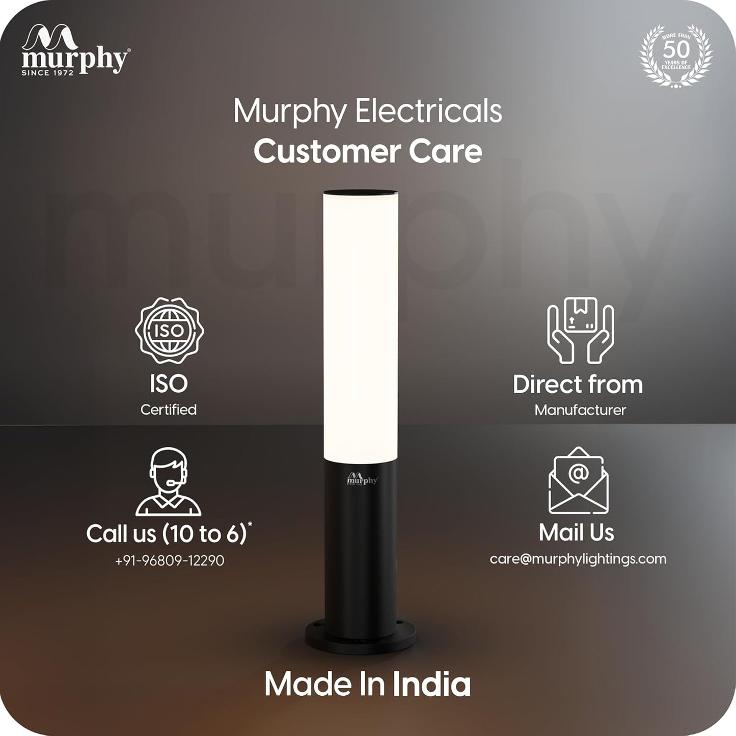 Murphy Premium 9W LED Bollard Light| Outdoor Waterproof IP65 Rustproof Garden & Pathway Light (1.5 Ft) with 2 Year Warranty |