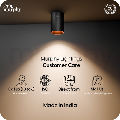 Murphy 12W Black Body Reflective Rose Gold Finish 360 Degree Adjustable LED Surface COB Light - Wall/Ceiling Mountable