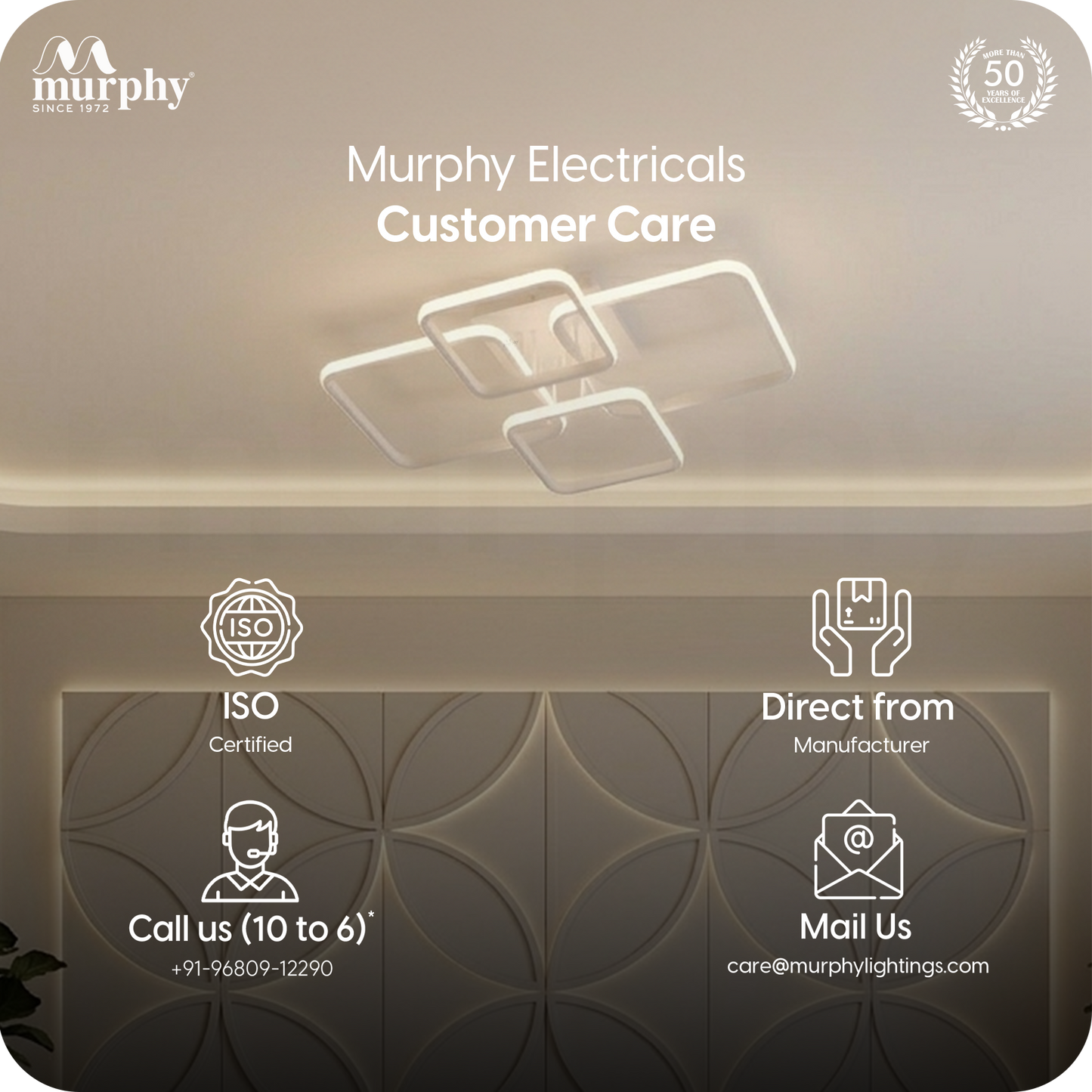 Murphy LED Ceiling Light | 40W 3 Color (Warm/Natural/Cool) | Geometric Flush Mount Acrylic Light for Living Room, Bedroom, Dining Room & Hallway