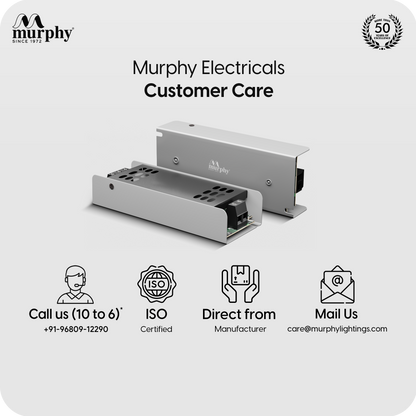 Murphy 3A 12V DC LED Driver (SMPS) | Constant Voltage Power Supply for Indoor LED Strip Lights | Aluminium Body | BIS Approved | (1-Year Warranty)