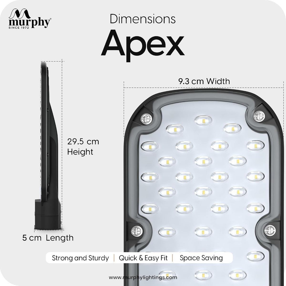 Murphy Apex 20W LED Street Light | IP68 Waterproof | Cool White | 4kV Surge Protection | 2 Year Warranty